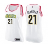Women's Nike Denver Nuggets #21 Wilson Chandler Swingman White Pink Fashion NBA Jersey
