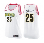 Women's Nike Denver Nuggets #25 Malik Beasley Swingman White Pink Fashion NBA Jersey