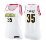 Women's Nike Denver Nuggets #35 Kenneth Faried Swingman White Pink Fashion NBA Jersey