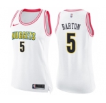 Women's Nike Denver Nuggets #5 Will Barton Swingman White Pink Fashion NBA Jersey