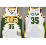 Men's Seattle Super Sonics #35 Kevin Durant White Mitchell & Ness Hardwood Classics Jersey
