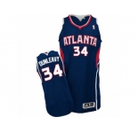 Men's Adidas Atlanta Hawks #34 Mike Dunleavy Authentic Navy Blue Road NBA Jersey