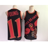 Men's Atlanta Hawks #11 Trae Young Black Big Face Mitchell Ness Hardwood Classics Soul Swingman Throwback Jersey