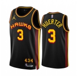 Men's Atlanta Hawks #3 Kevin Huerter 2022-23 Black Statement Edition Stitched Jersey