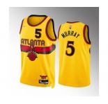Men's Atlanta Hawks #5 Dejounte Murray Black Stitched Game Jersey