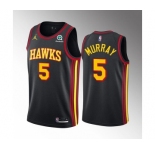 Men's Atlanta Hawks #5 Dejounte Murray Black Stitched Jersey