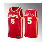 Men's Atlanta Hawks #5 Dejounte Murray Red Stitched Jersey