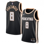 Men's Atlanta Hawks #8 Kristaps Porzingis Black 2025-26 City Edition Swingman Stitched Jersey