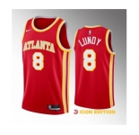 Men's Atlanta Hawks #8 Seth Lundy Red 2023 Draft Icon Edition Stitched Jersey