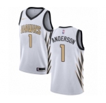 Men's Nike Atlanta Hawks #1 Justin Anderson Authentic White NBA Jersey - City Edition