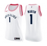 Women's Nike Memphis Grizzlies #1 Jarell Martin Swingman White Pink Fashion NBA Jersey