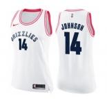 Women's Nike Memphis Grizzlies #14 Brice Johnson Swingman White Pink Fashion NBA Jersey