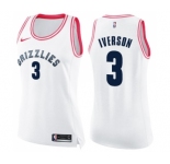 Women's Nike Memphis Grizzlies #3 Allen Iverson Swingman White Pink Fashion NBA Jersey