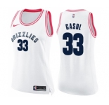Women's Nike Memphis Grizzlies #33 Marc Gasol Swingman White Pink Fashion NBA Jersey