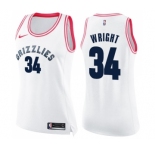 Women's Nike Memphis Grizzlies #34 Brandan Wright Swingman White Pink Fashion NBA Jersey