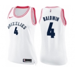 Women's Nike Memphis Grizzlies #4 Wade Baldwin Swingman White Pink Fashion NBA Jersey