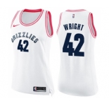 Women's Nike Memphis Grizzlies #42 Lorenzen Wright Swingman White Pink Fashion NBA Jersey