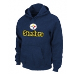 Pittsburgh Steelers Authentic Logo Pullover Hoodie D.Blue