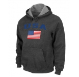 USA Flag Pullover Hoodie D.Grey