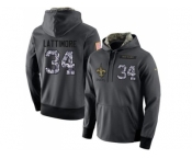 Men New Orleans Saints #34 Marshon Lattimore Stitched Black Anthracite Salute to Service Player Performance Hoodie