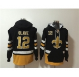 Men's New Orleans Saints #12 Chris Olave Black Ageless Must-Have Lace-Up Pullover Hoodie