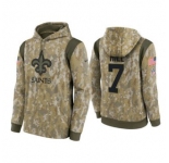Men's New Orleans Saints #7 Taysom Hill Camo 2021 Salute To Service Therma Performance Pullover Hoodie