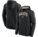 Men's New Orleans Saints Black Sideline Stack Performance Pullover Hoodie 002