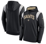 Men's New Orleans Saints Black Sideline Stack Performance Pullover Hoodie