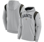 Mens New Orleans Saints Gray Sideline Stack Performance Pullover Hoodie
