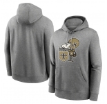 Men's New Orleans Saints Heather Gray Primary Logo Long Sleeve Hoodie T-Shirt