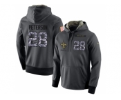 NFL Men's Nike New Orleans Saints #28 Adrian Peterson Stitched Black Anthracite Salute to Service Player Performance Hoodie