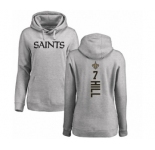 NFL Women's Nike New Orleans Saints #7 Taysom Hill Ash Backer Pullover Hoodie