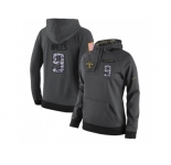 NFL Women's Nike New Orleans Saints #9 Drew Brees Stitched Black Anthracite Salute to Service Player Performance Hoodie
