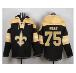 Nike New Orleans Saints #75 Andrus Peat Black Player Pullover Hoodie