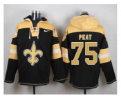 Nike New Orleans Saints #75 Andrus Peat Black Player Pullover Hoodie