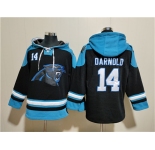 Men's Carolina Panthers #14 Sam Darnold Black Ageless Must-Have Lace-Up Pullover Hoodie