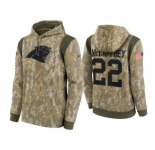 Men's Carolina Panthers #22 Christian McCaffrey Camo 2021 Salute To Service Therma Performance Pullover Hoodie