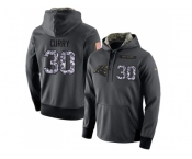 NFL Men's Nike Carolina Panthers #30 Stephen Curry Stitched Black Anthracite Salute to Service Player Performance Hoodie