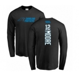 NFL Nike Carolina Panthers #12 DJ Moore Black Backer Long Sleeve T-Shirt