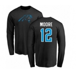 NFL Nike Carolina Panthers #12 DJ Moore Black Name & Number Logo Long Sleeve T-Shirt