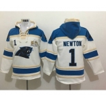 Nike Panthers #1 Cam Newton White Super Bowl 50 Player Pullover NFL Hoodie