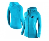 Women Nike Carolina Panthers Full-Zip Performance Hoodie Light Blue