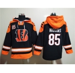 Men's Cincinnati Bengals #85 Tee Higgins Orange Black Ageless Must-Have Lace-Up Pullover Hoodie