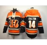 nike nfl jerseys cincinnati bengals #14 dalton black-orange[pullover hooded sweatshirt]