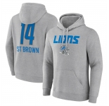Men's Detroit Lions #14 Amon-Ra St. Brown Heather Gray Team Wordmark Player Name & Number Pullover Hoodie