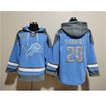Men's Detroit Lions #20 Barry Sanders Blue Ageless Must-Have Lace-Up Pullover Hoodie