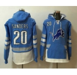 Men's Detroit Lions #20 Barry Sanders NEW Blue Pocket Stitched NFL Pullover Hoodie