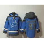 Men's Detroit Lions #97 Aidan Hutchinson Blue Ageless Must-Have Lace-Up Pullover Hoodie