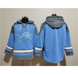 Men's Detroit Lions Blank Blue Ageless Must-Have Lace-Up Pullover Hoodie