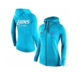 Women Nike Detroit Lions Full-Zip Performance Hoodie Light Blue